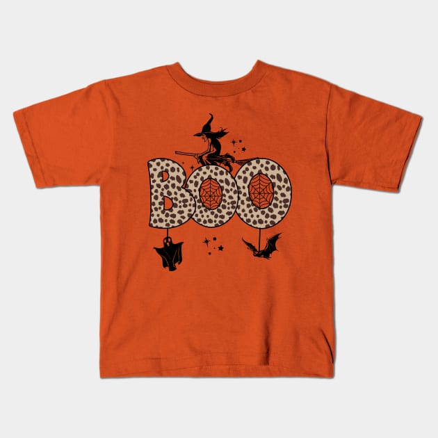 Funny Boo Halloween With Ghost And Pumpkins For hHalloween Costume Kids T-Shirt by Arts-lf